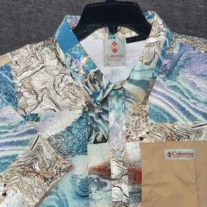 Columbia Heritage Printed Woven Omni Shade Shirt 1/2 Snap Mens XL Beach Cove NEW
